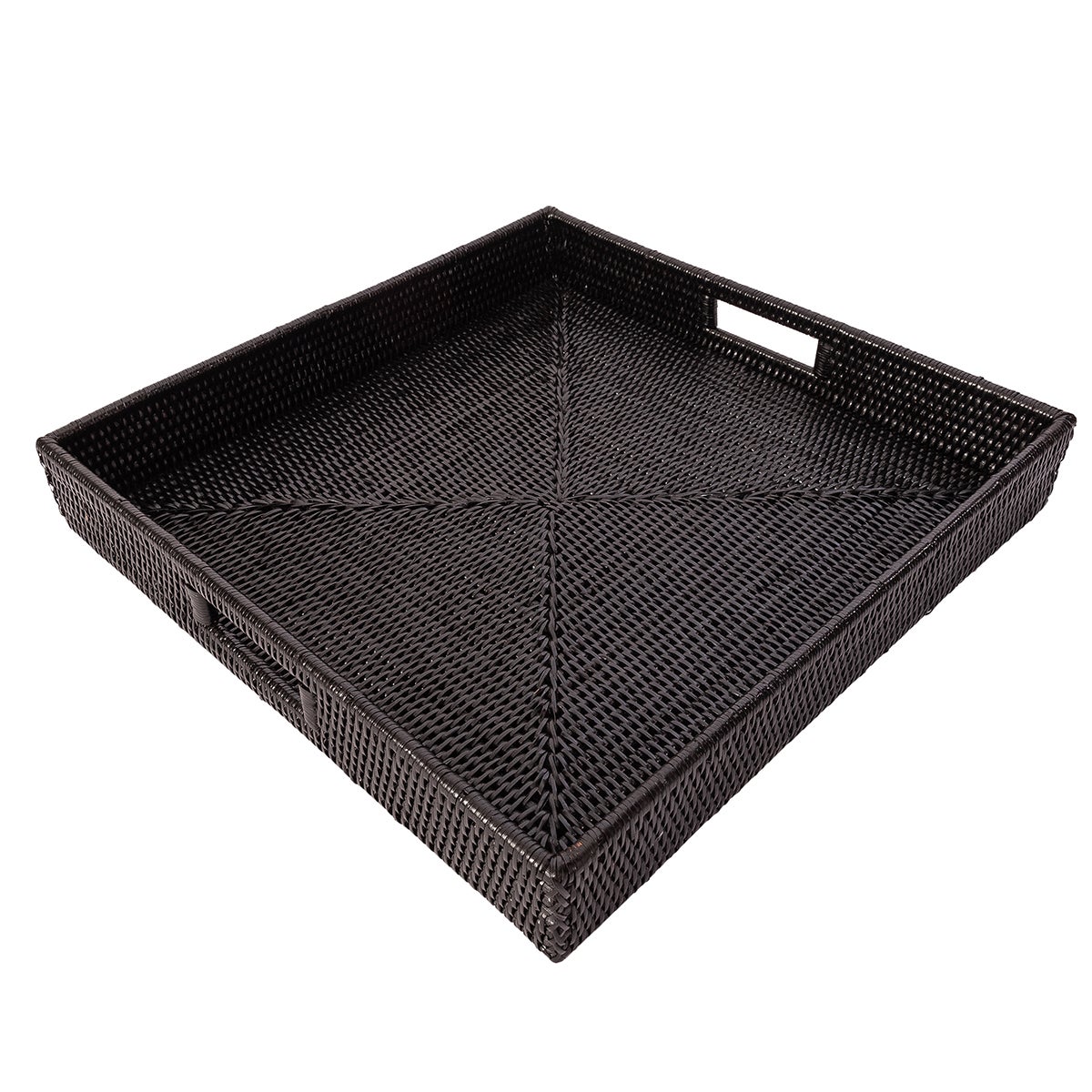 Artifacts Trading Company Rattan Square Serving Tray Tudor Black